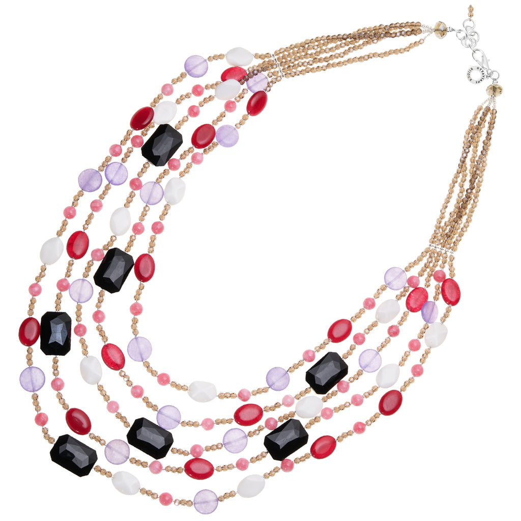 COLLANA CON AGATA MADREPERLA E CRISTALLI