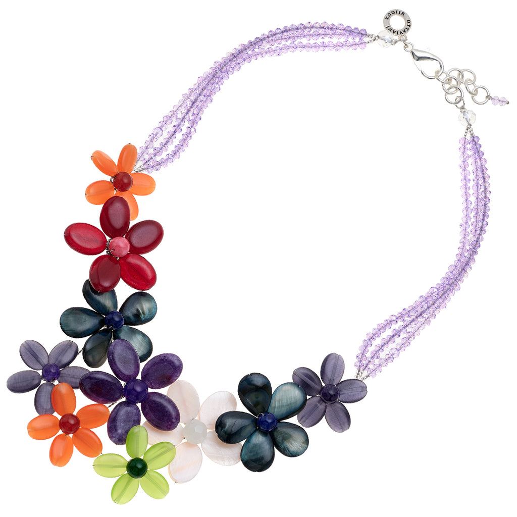 COLLANA CON AGATA MADREPERLA E CRISTALLI
