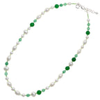 COLLANA CON GIADA AVVENTURINA E PERLE