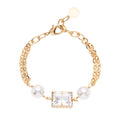 BRACCIALE PLACCATO ORO CON PERLE E CRISTALLO