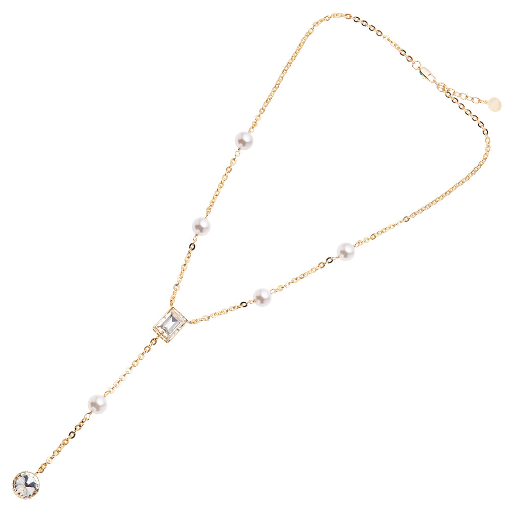 COLLANA PLACCATA ORO CON PERLE E CRISTALLI