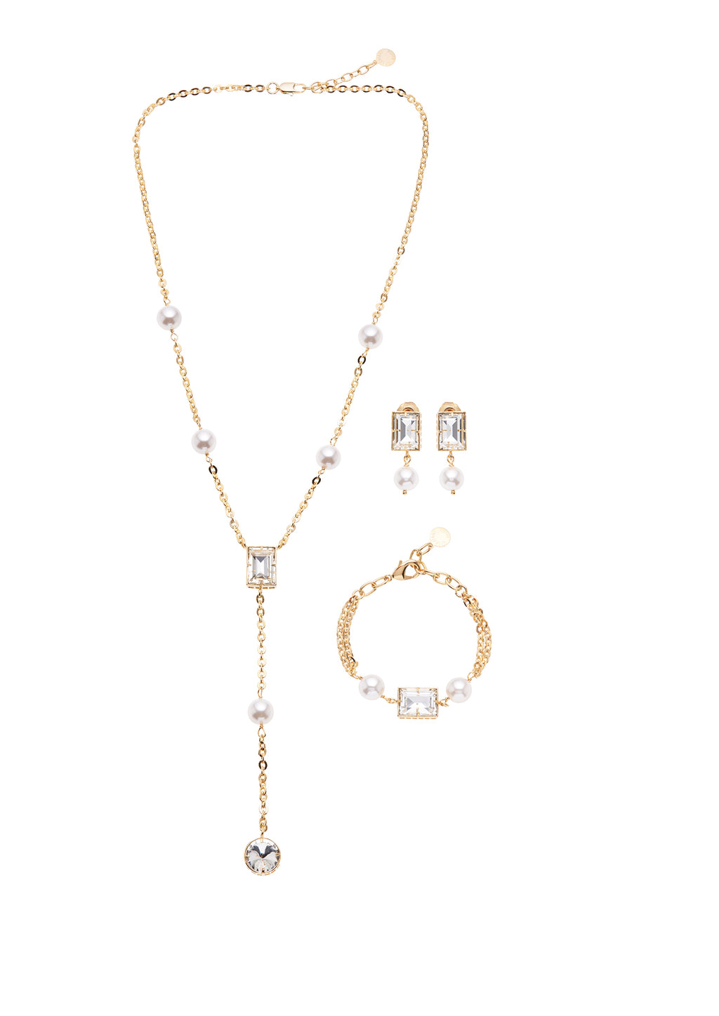 COLLANA PLACCATA ORO CON PERLE E CRISTALLI