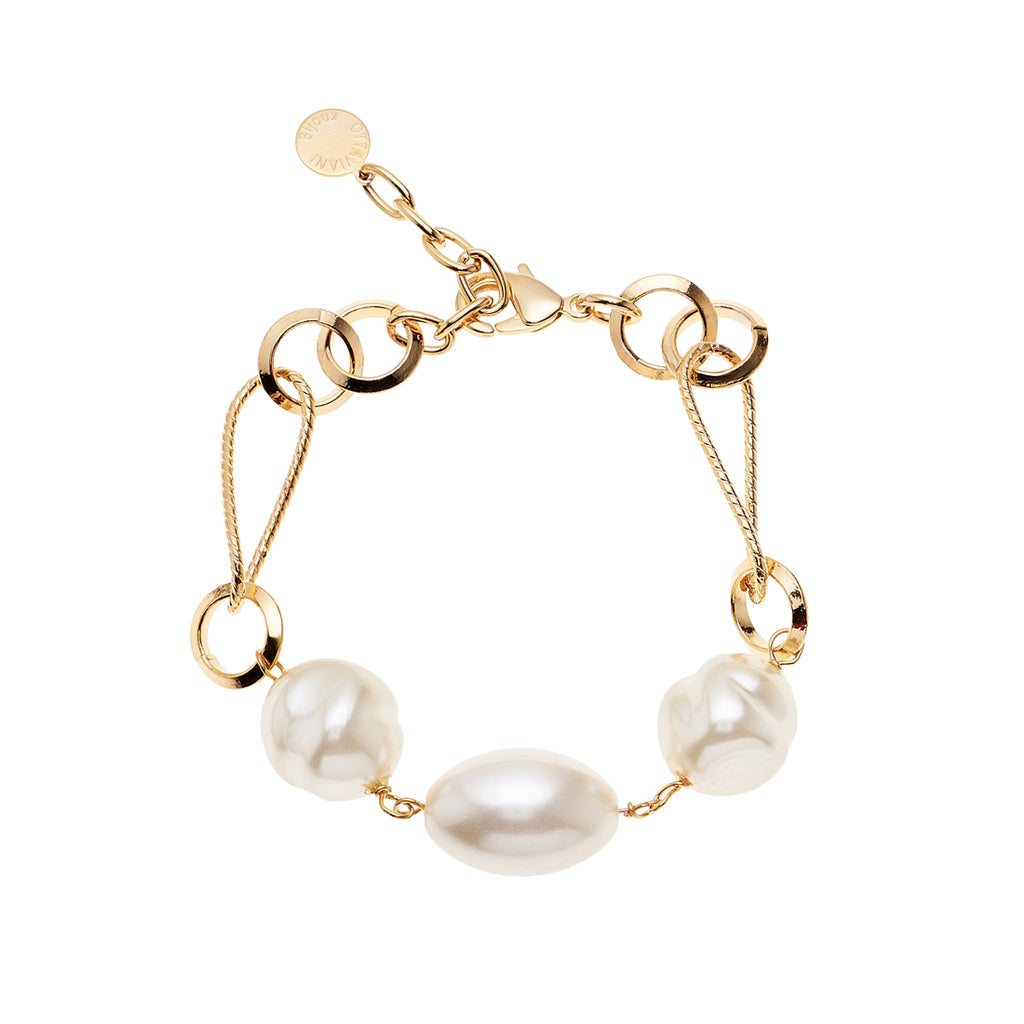BRACCIALE PLACCATO ORO CON PERLE