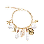BRACCIALE DORATO CON PERLE CONCHIGLIA E PORCEL