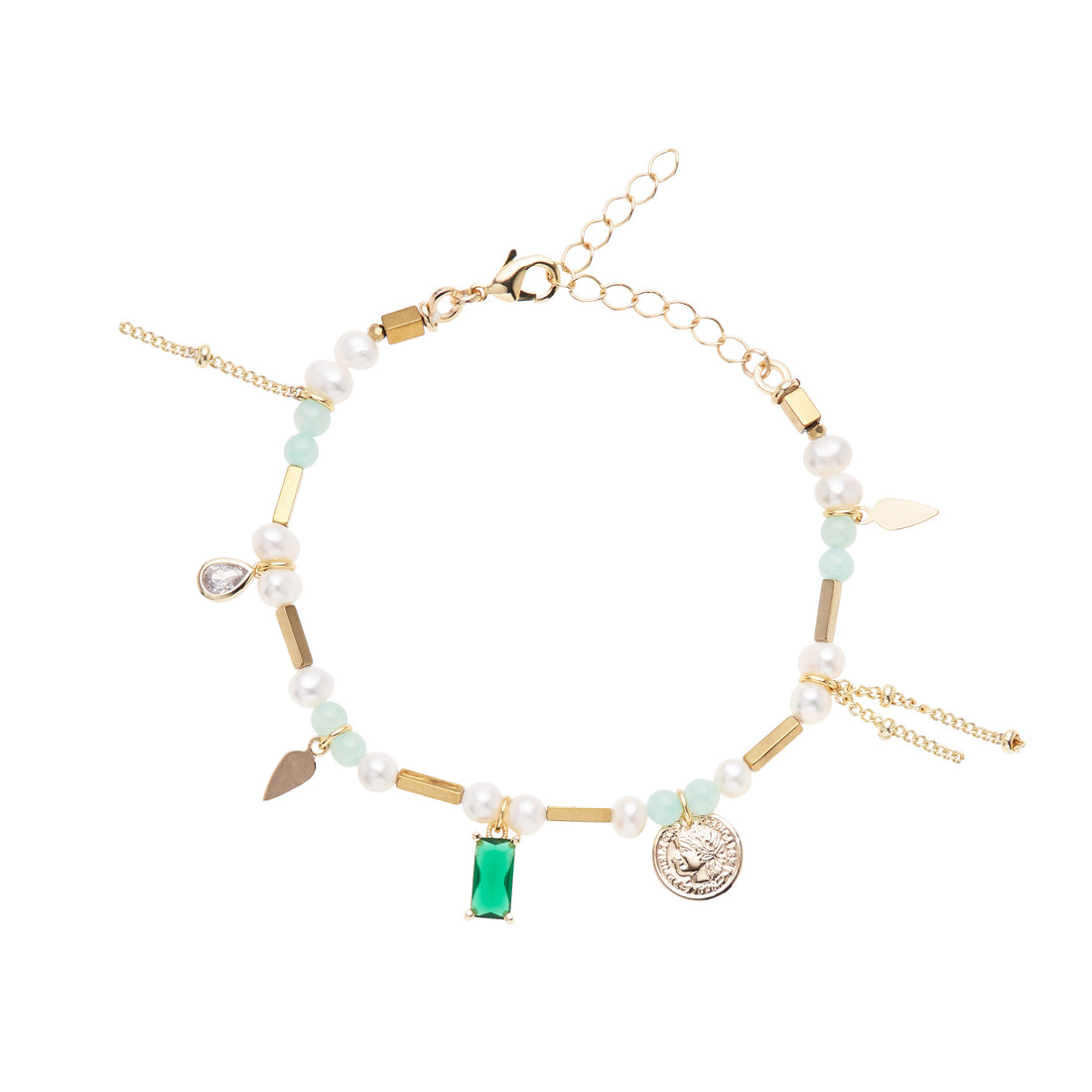 BRACCIALE CON CRISTALLI PERLINE E AGATA