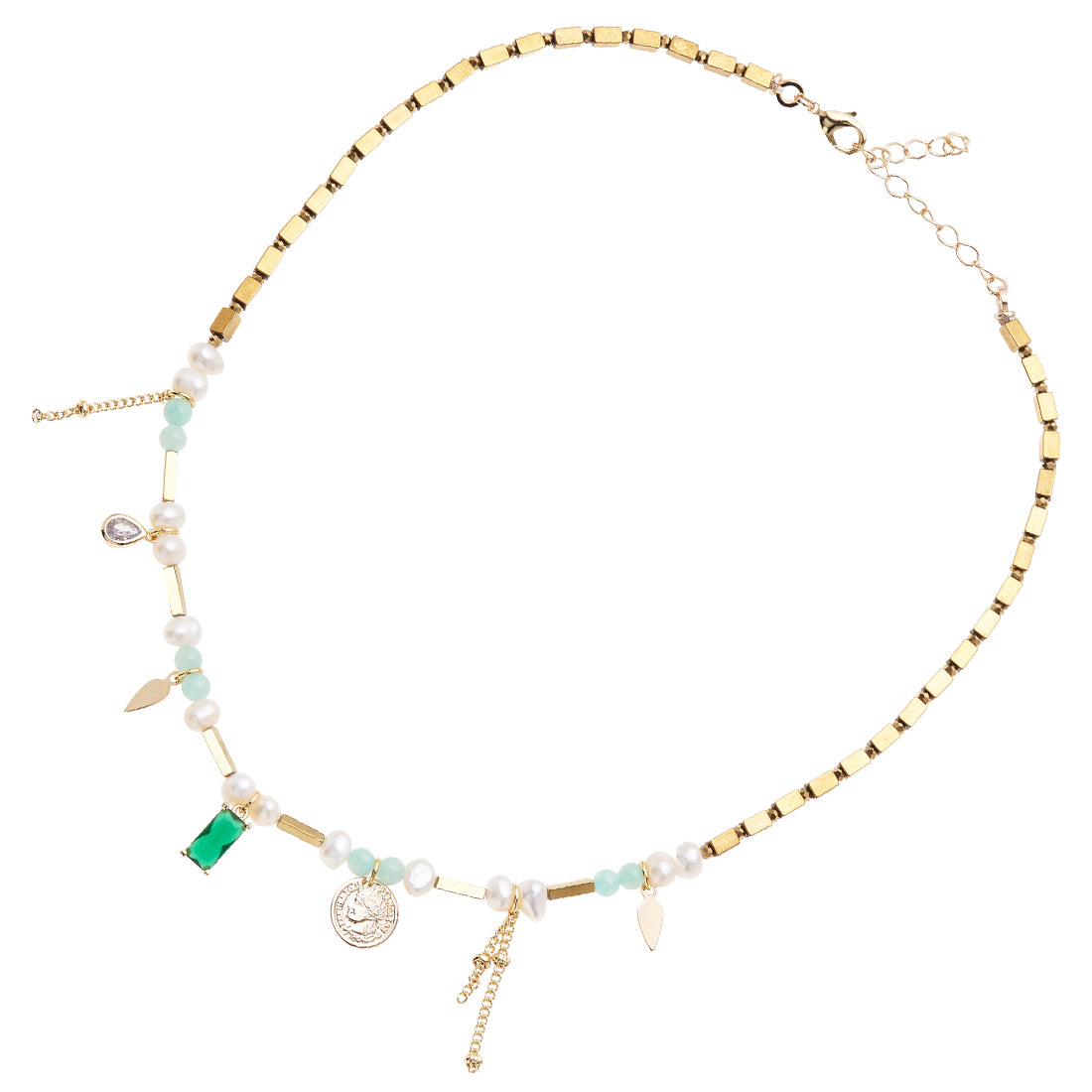 COLLANA CON PERLINE CRISTALLI E AGATA