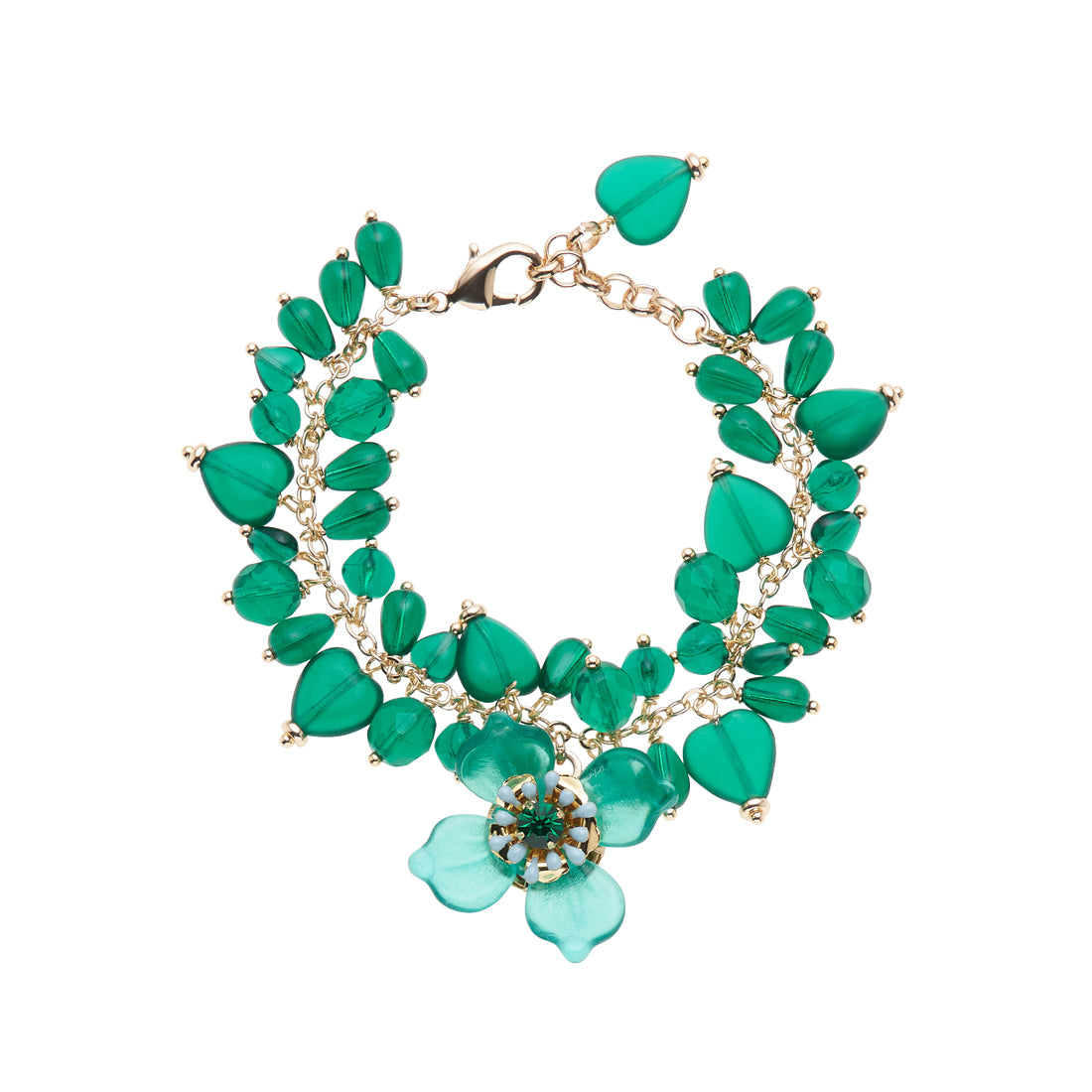 BRACCIALE DORATO CON CRISTALLI E PERLINE