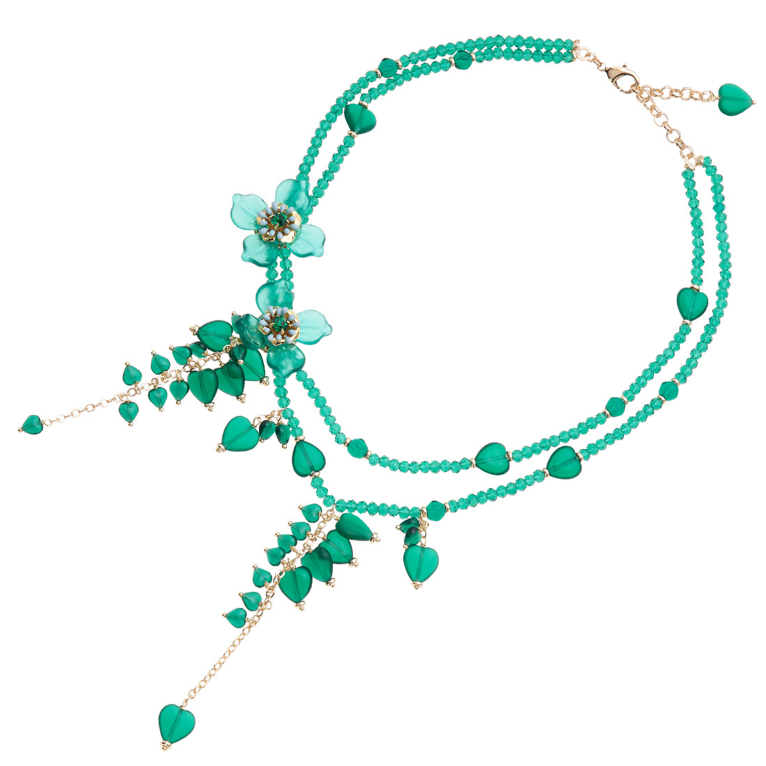 COLLANA DORATA CON CRISTALLI E PERLINE