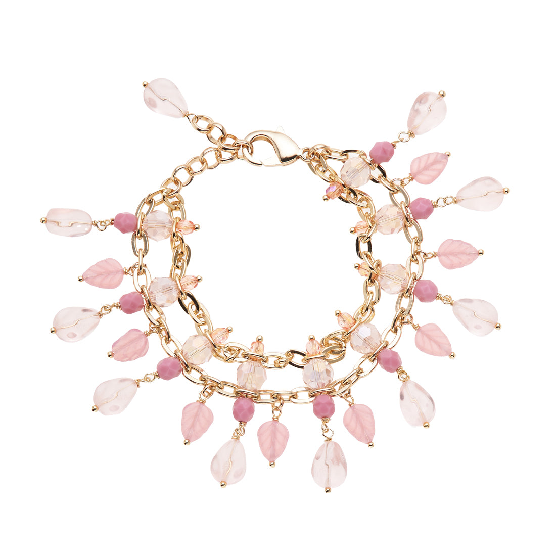 BRACCIALE DORATO CON CRISTALLI E PERLINE