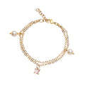 BRACCIALE PLACCATO ORO CON CRISTALLI E PERLE