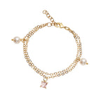 BRACCIALE PLACCATO ORO CON CRISTALLI E PERLE