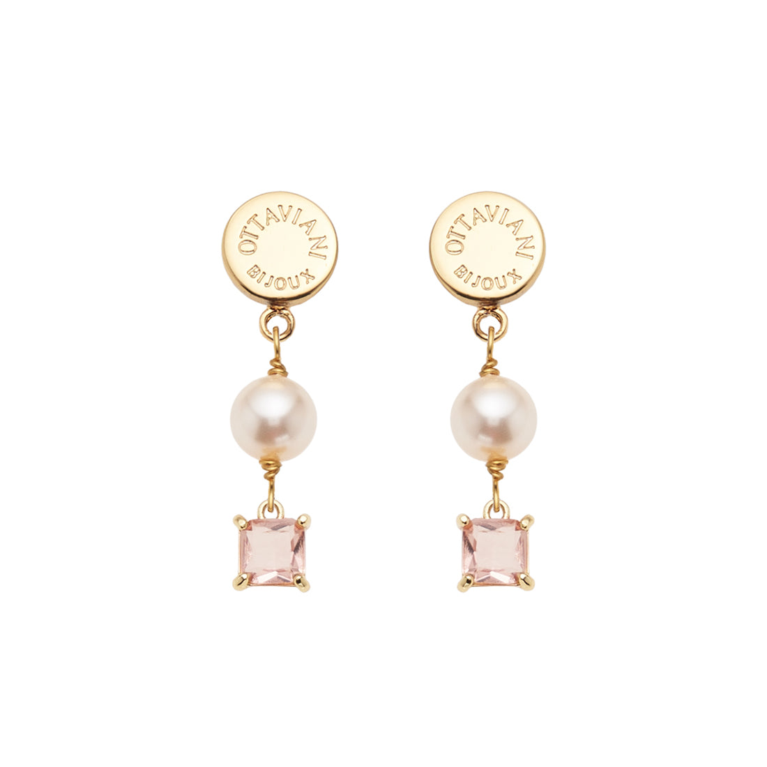 ORECCHINI PLACCATI ORO CON CRISTALLI E PERLE