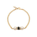BRACCIALE PLACCATO ORO CON CRISTALLI E PERLE