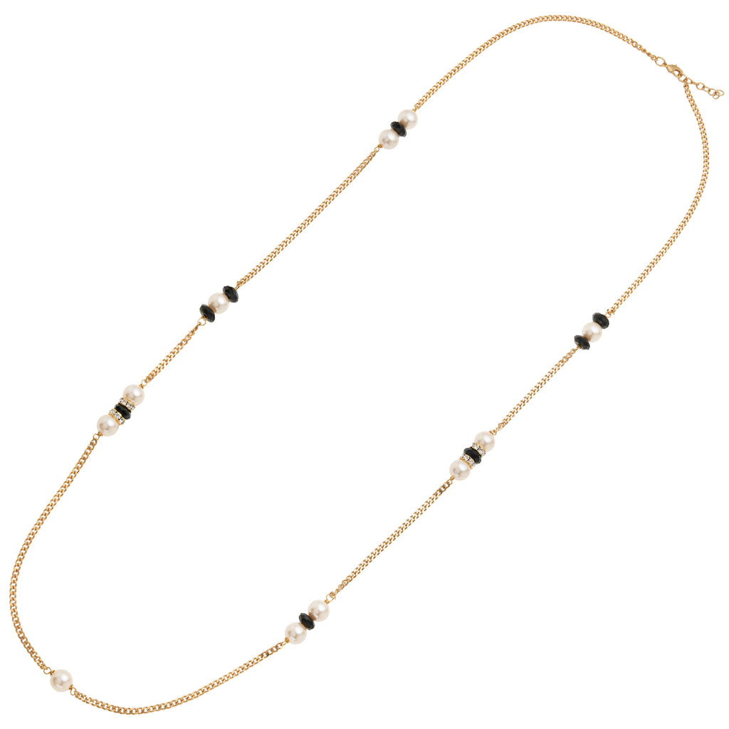 COLLANA PLACCATA ORO CON CRISTALLI E PERLE