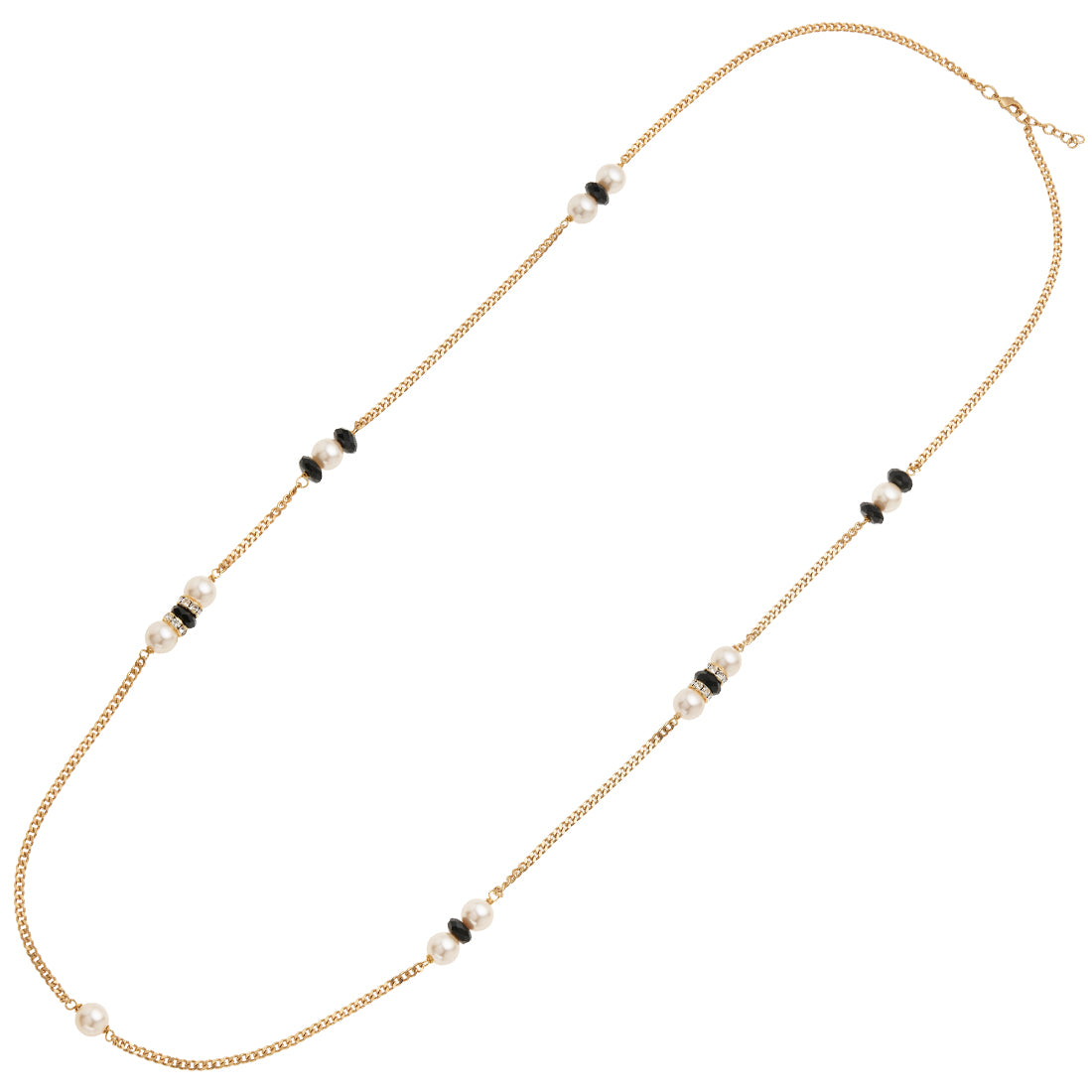 COLLANA PLACCATA ORO CON CRISTALLI E PERLE