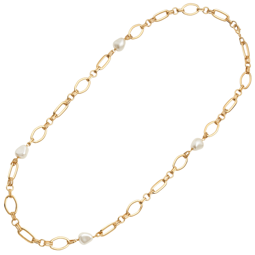 COLLANA PLACCATA ORO CON PERLE