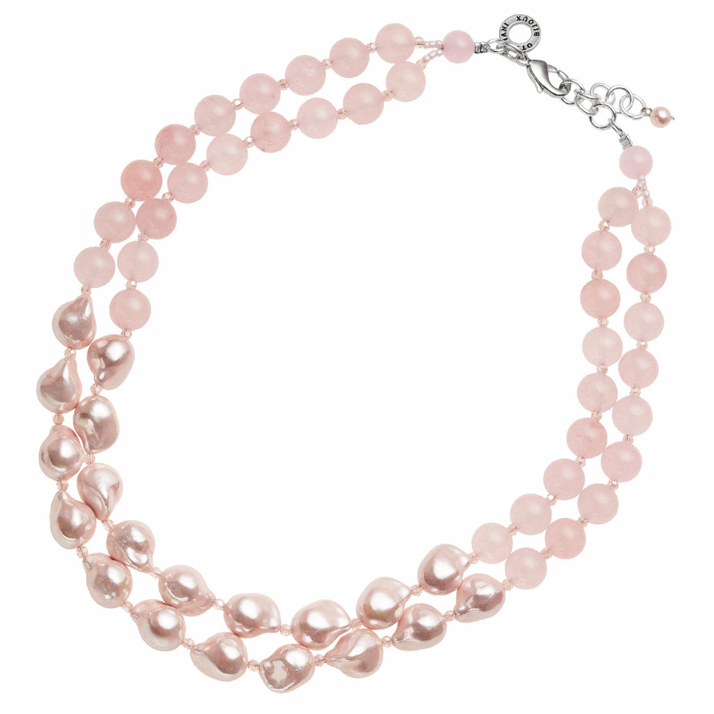 COLLANA CON QUARZI E PERLE
