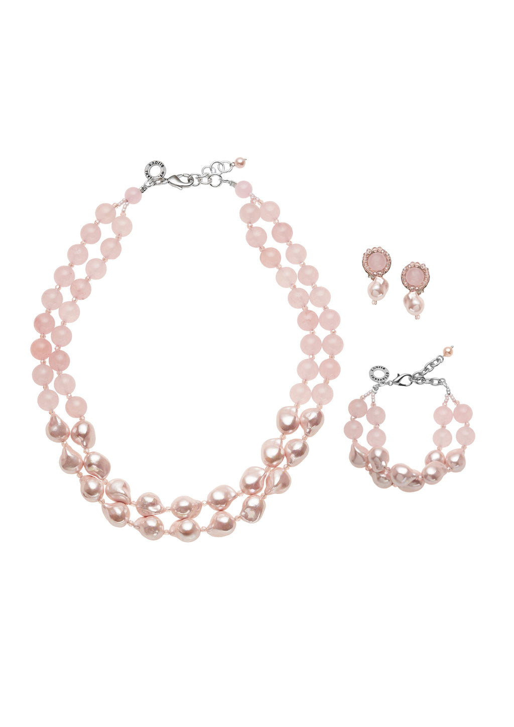COLLANA CON QUARZI E PERLE