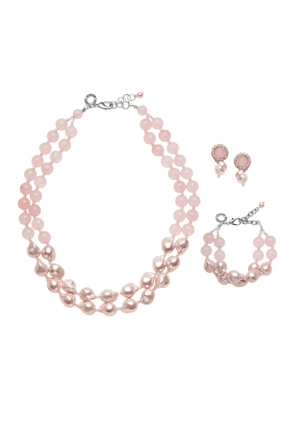 COLLANA CON QUARZI E PERLE