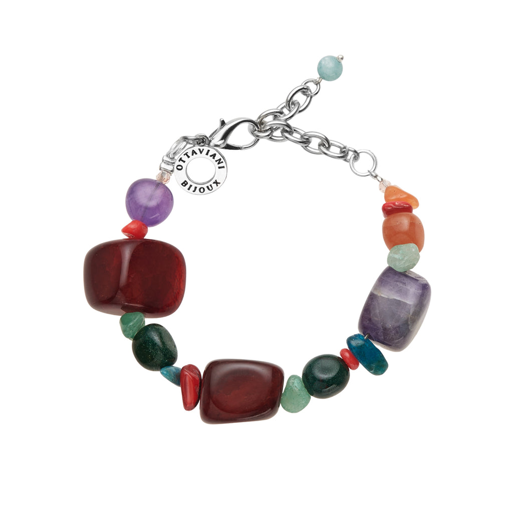 BRACCIALE CON AGATA AMETISTA E PERLINE