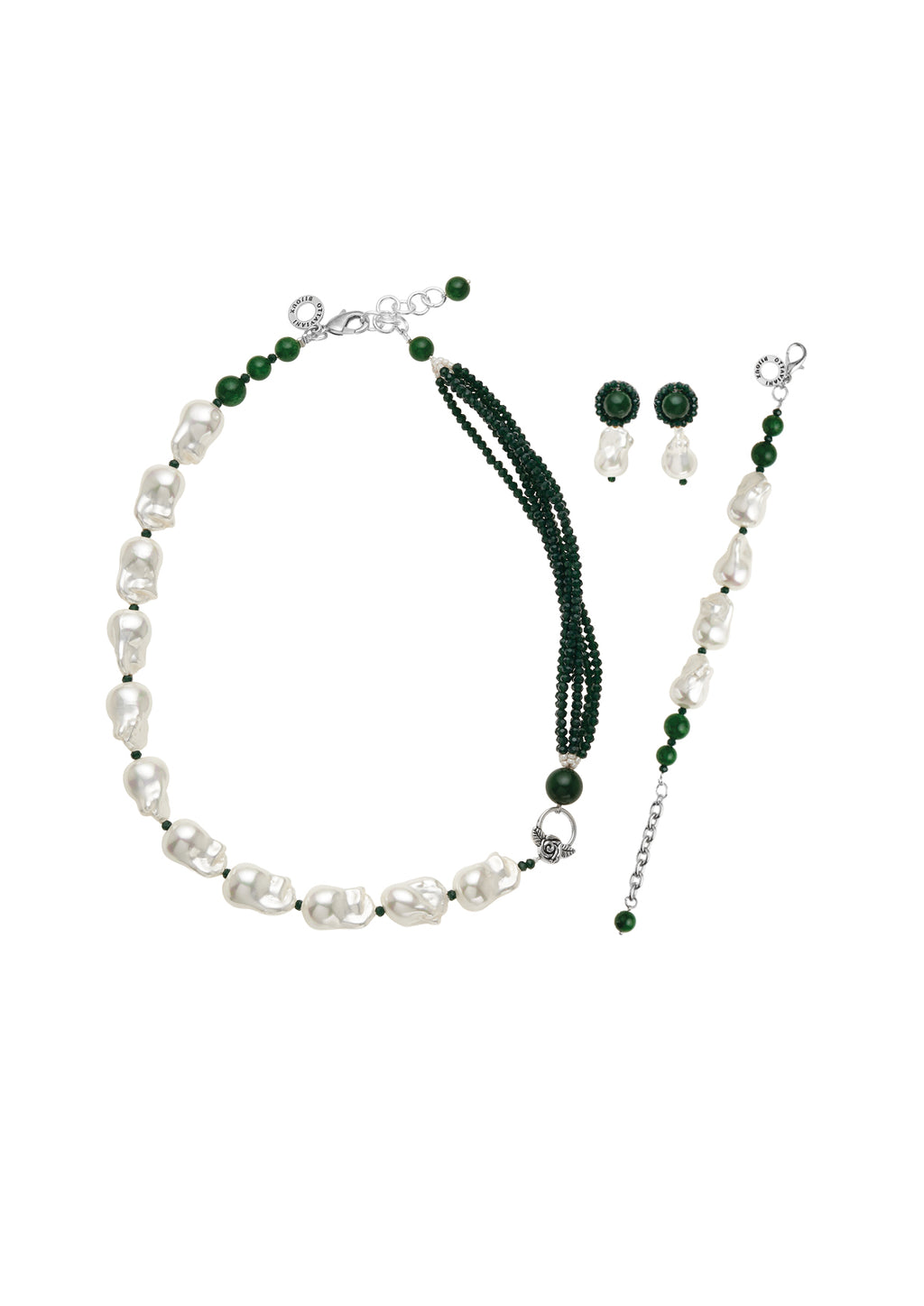 ORECCHINI CON PERLE E GIADA