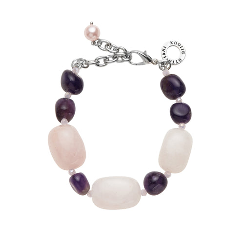 BRACCIALE CON QUARZI E AMETISTA