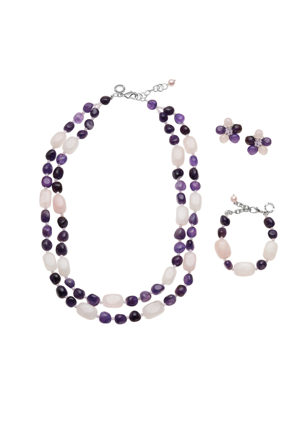 BRACCIALE CON QUARZI E AMETISTA