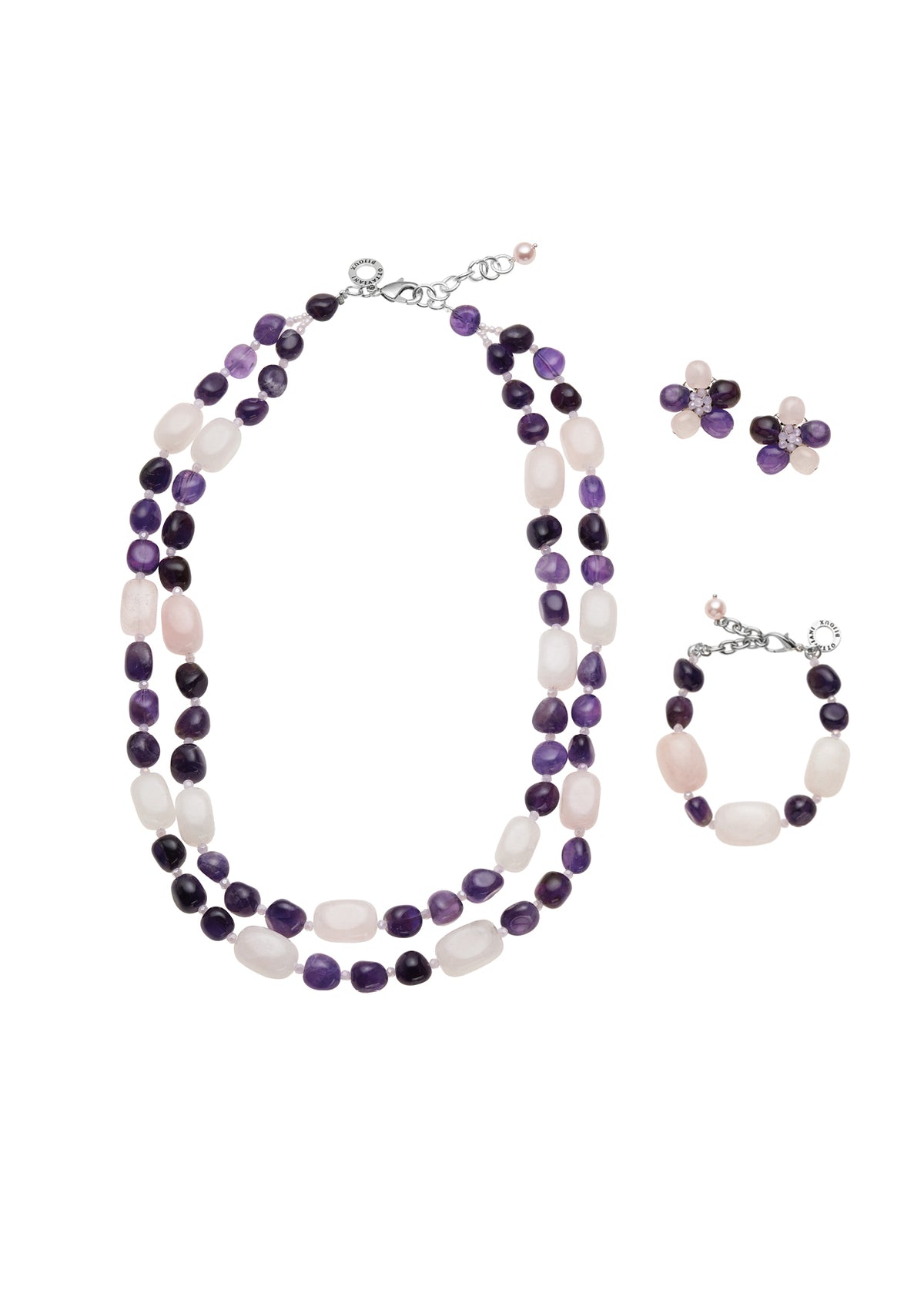 BRACCIALE CON QUARZI E AMETISTA