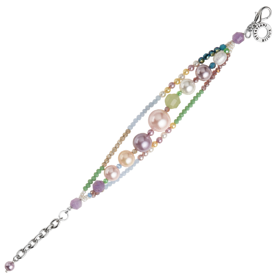 BRACCIALE CON PERLE GIADA SODALITE E CRISTALLI