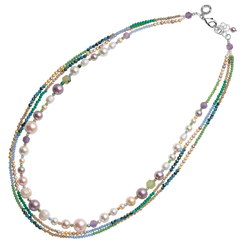 COLLANA CON PERLE GIADA SODALITE E CRISTALLI