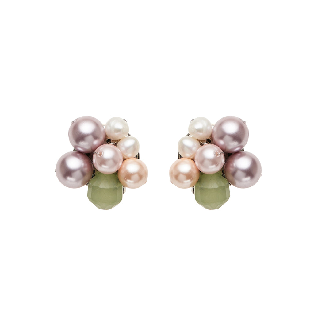 ORECCHINI CON PERLE GIADA SODALITE E CRISTALLI