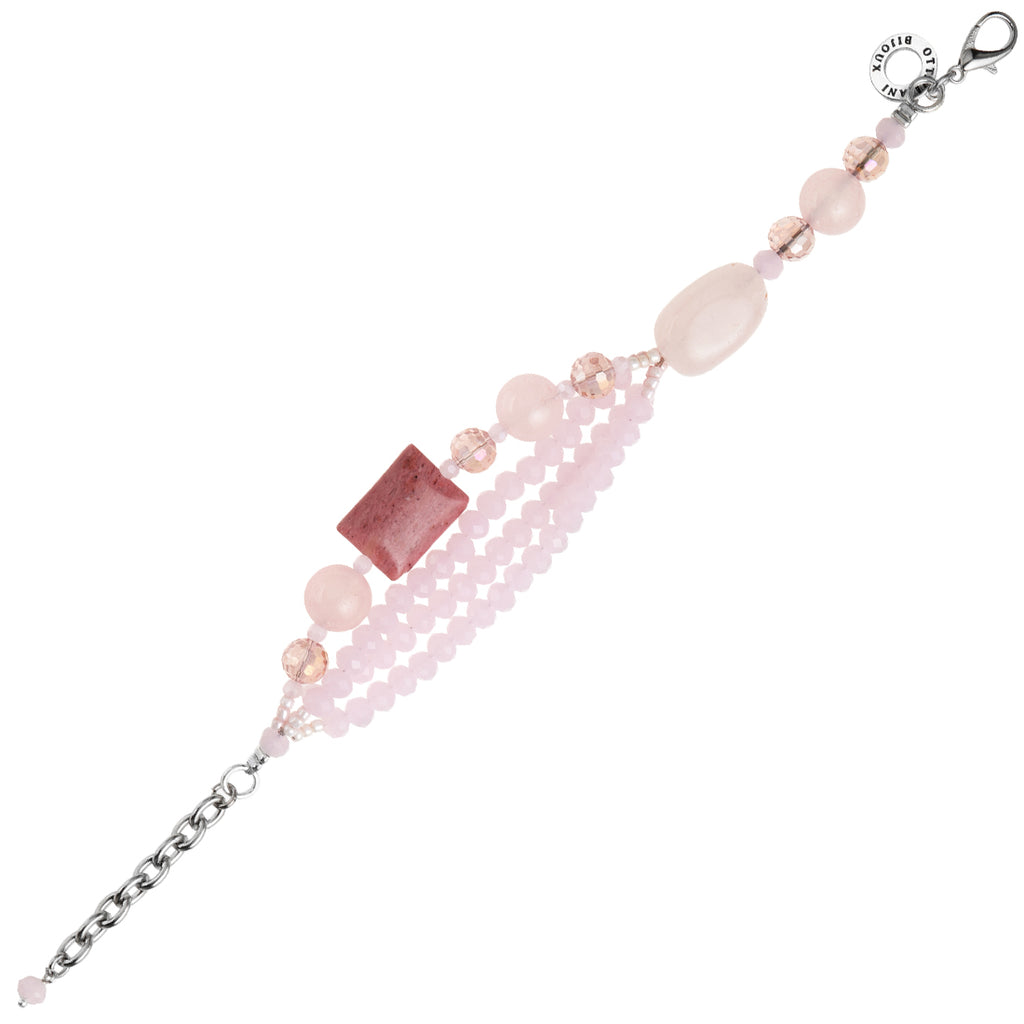 BRACCIALE CON QUARZI AMAZONITE E CRISTALLI