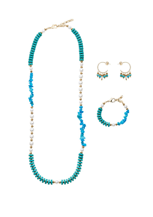 BRACCIALE CON PERLE BIJOUX RESINE E TURCHESE