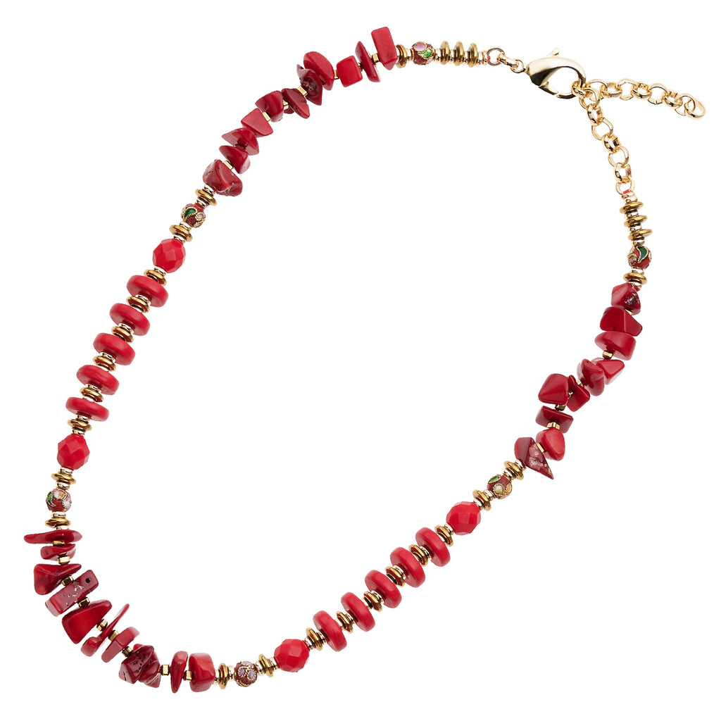COLLANA CON RESINE E CORALLO