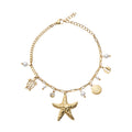 BRACCIALE DORATO CON CRISTALLI E PERLINE