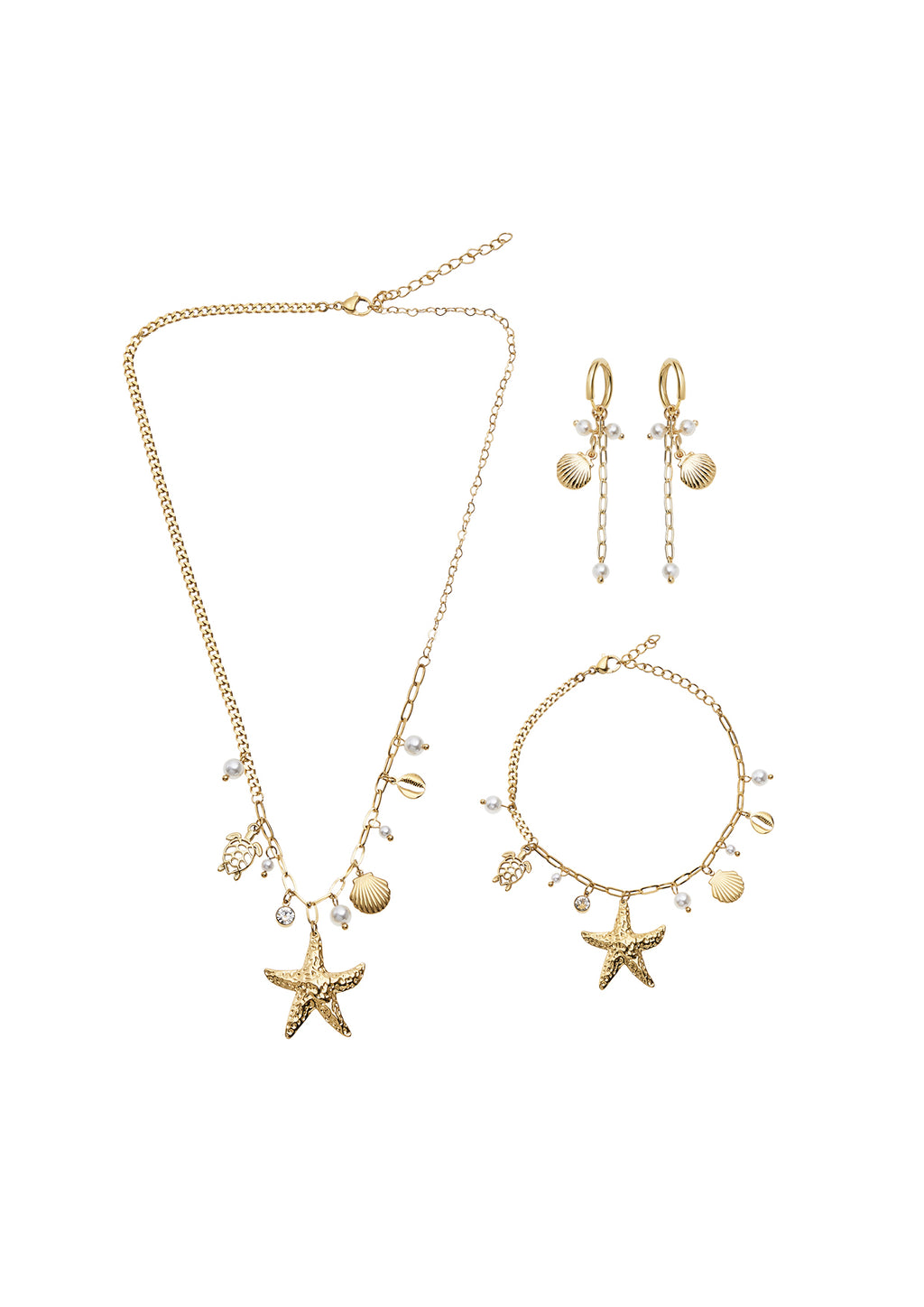 COLLANA DORATA CON CRISTALLI E PERLINE