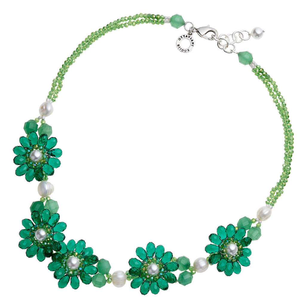 COLLANA CON PERLE CRISTALLI E PERLINE