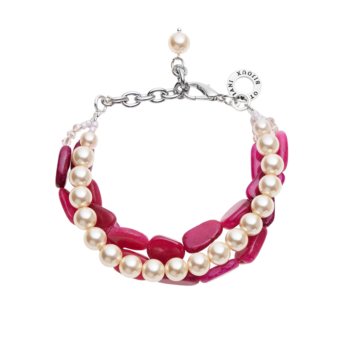 BRACCIALE CON PERLE E PASTA DI RUBINO
