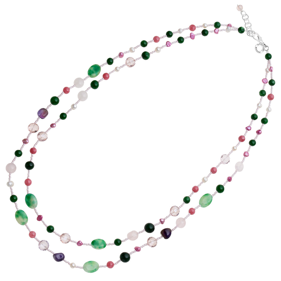 COLLANA CON GIADA AGATA AMETISTA PERLINE CRIST
