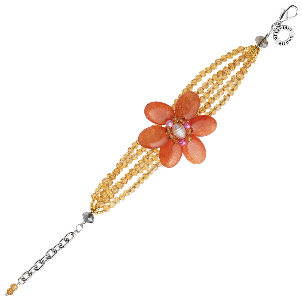 BRACCIALE CON AGATA MADREPERLA E CRISTALLI
