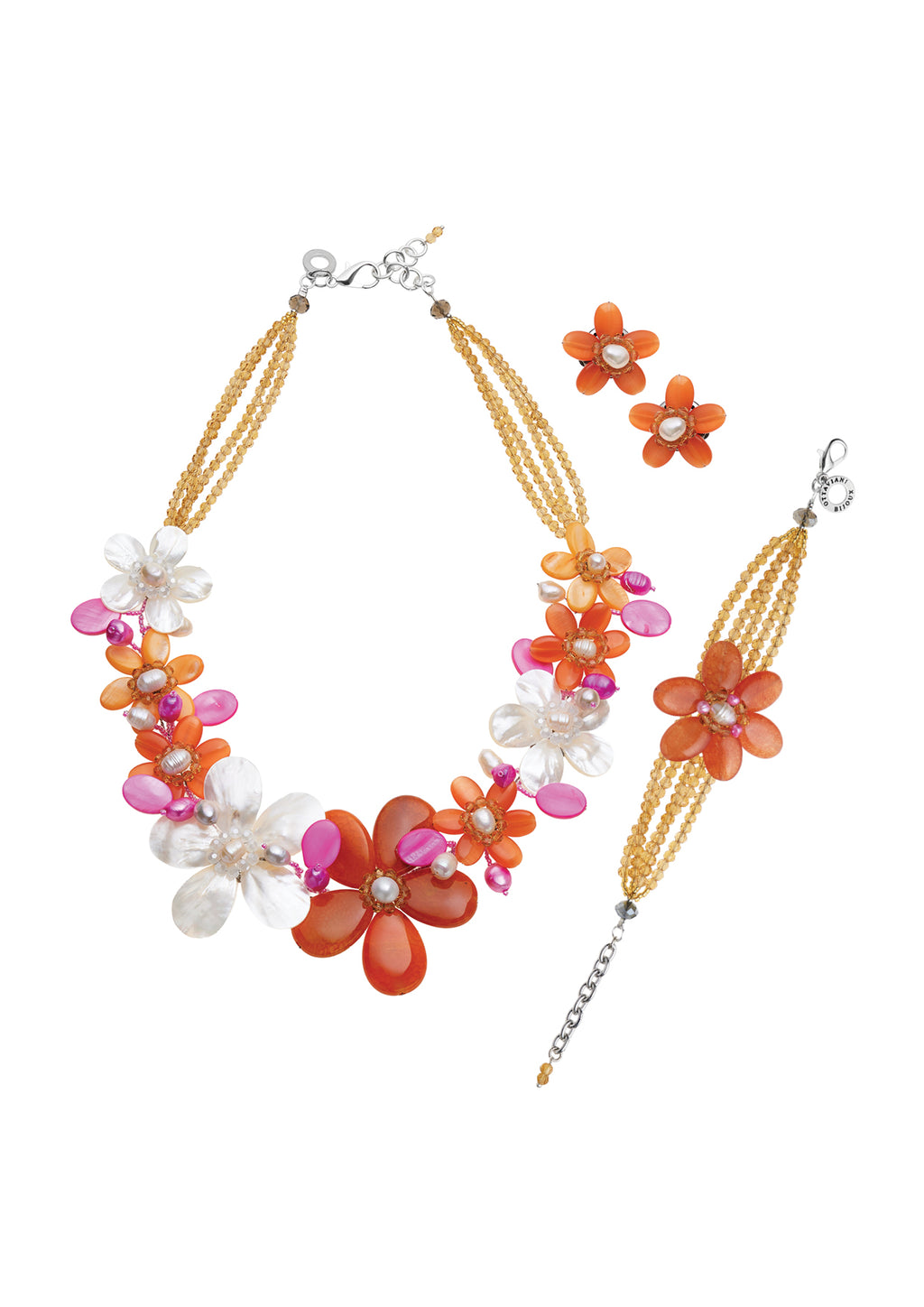 BRACCIALE CON AGATA MADREPERLA E CRISTALLI