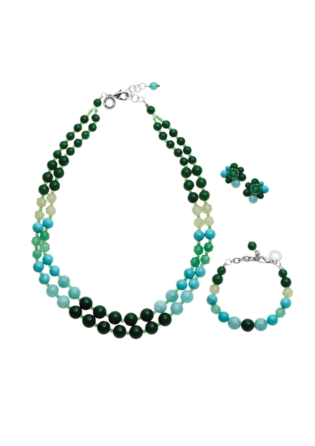 COLLANA CON QUARZI TURCHESE E AMAZZONITE