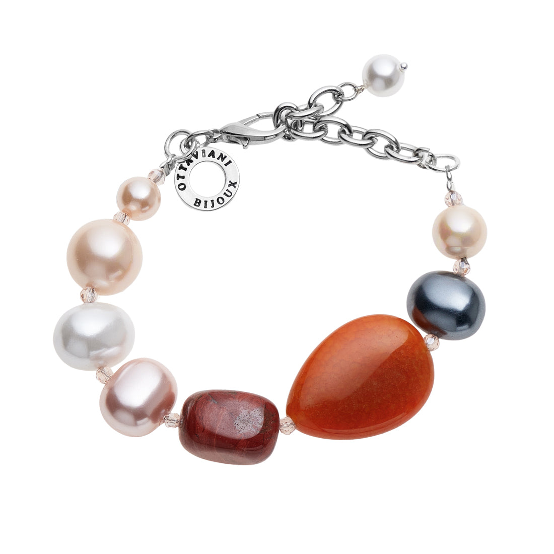 BRACCIALE CON PERLE AGATA E DIASPRO