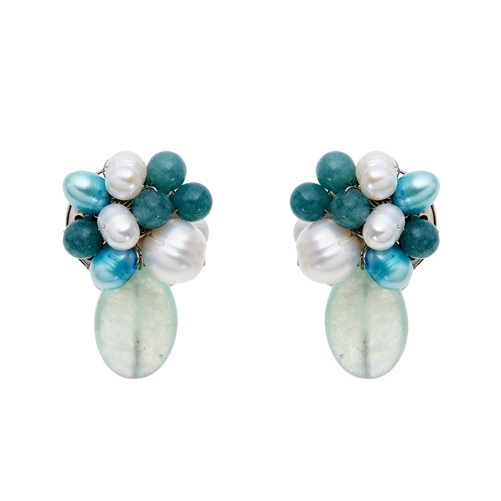 ORECCHINI CON PERLE E AGATA CHIUSURA CLIP