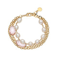 BRACCIALE PLACCATO ORO CON PERLE E CRISTALLI