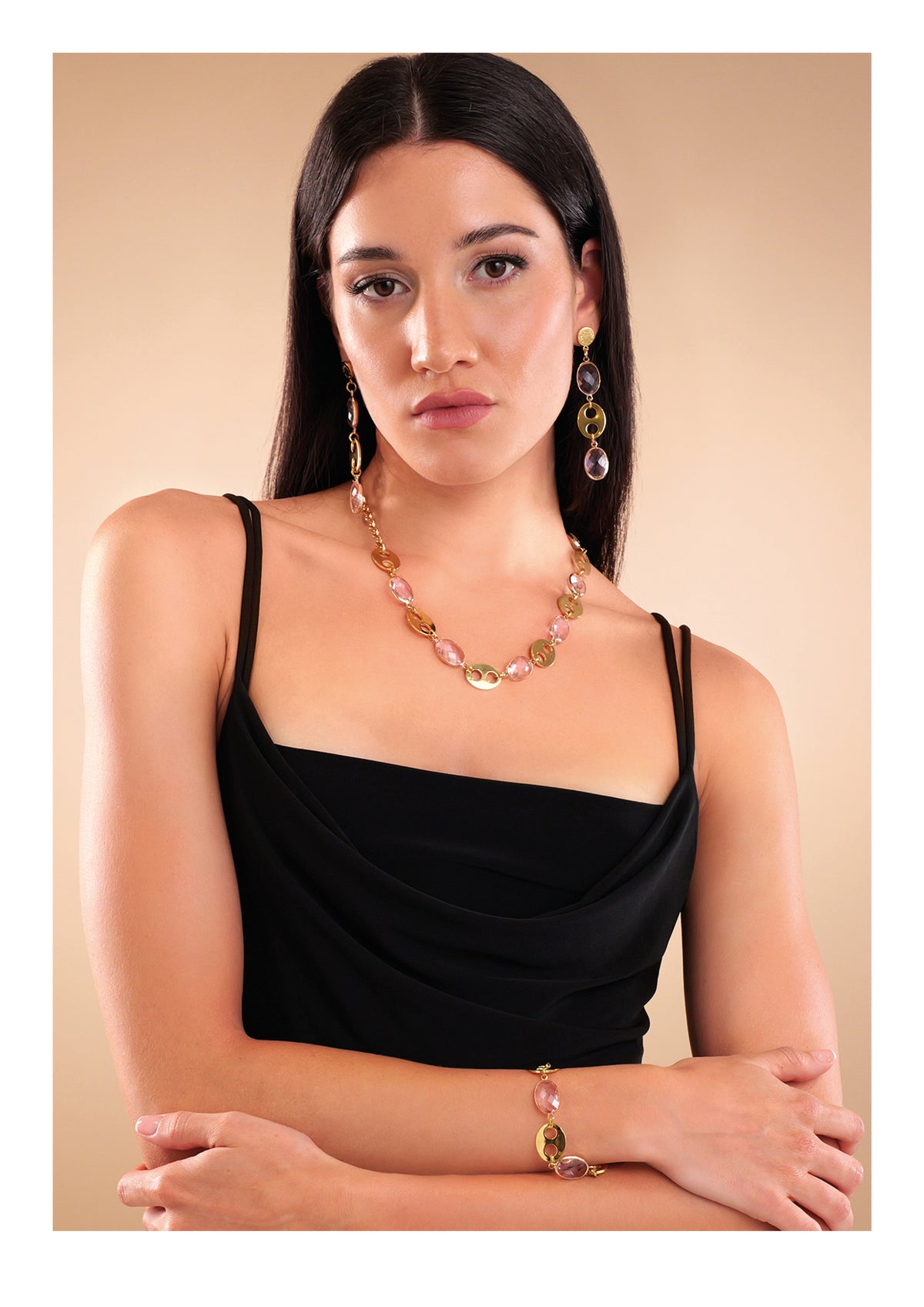 BRACCIALE PLACCATO ORO CON CRISTALLI