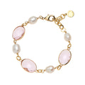 BRACCIALE PLACCATO ORO CON PERLE E CRISTALLI