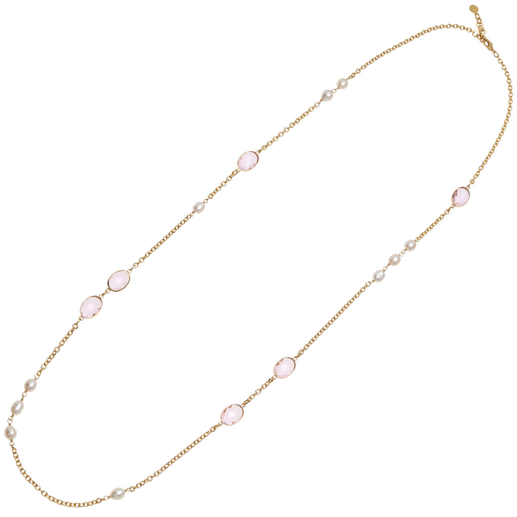 COLLANA PLACCATA ORO CON PERLE E CRISTALLI