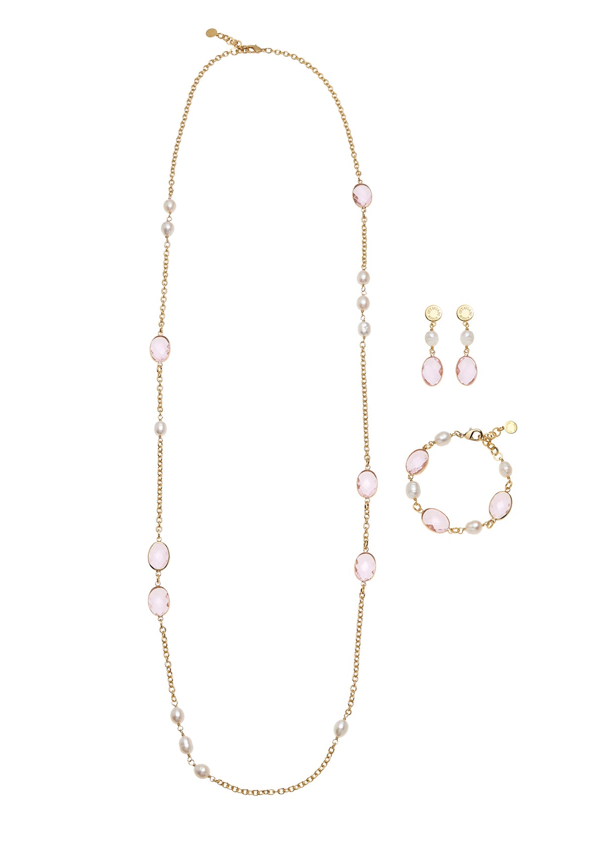 COLLANA PLACCATA ORO CON PERLE E CRISTALLI