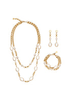 COLLANA PLACCATA ORO CON PERLE E CRISTALLI